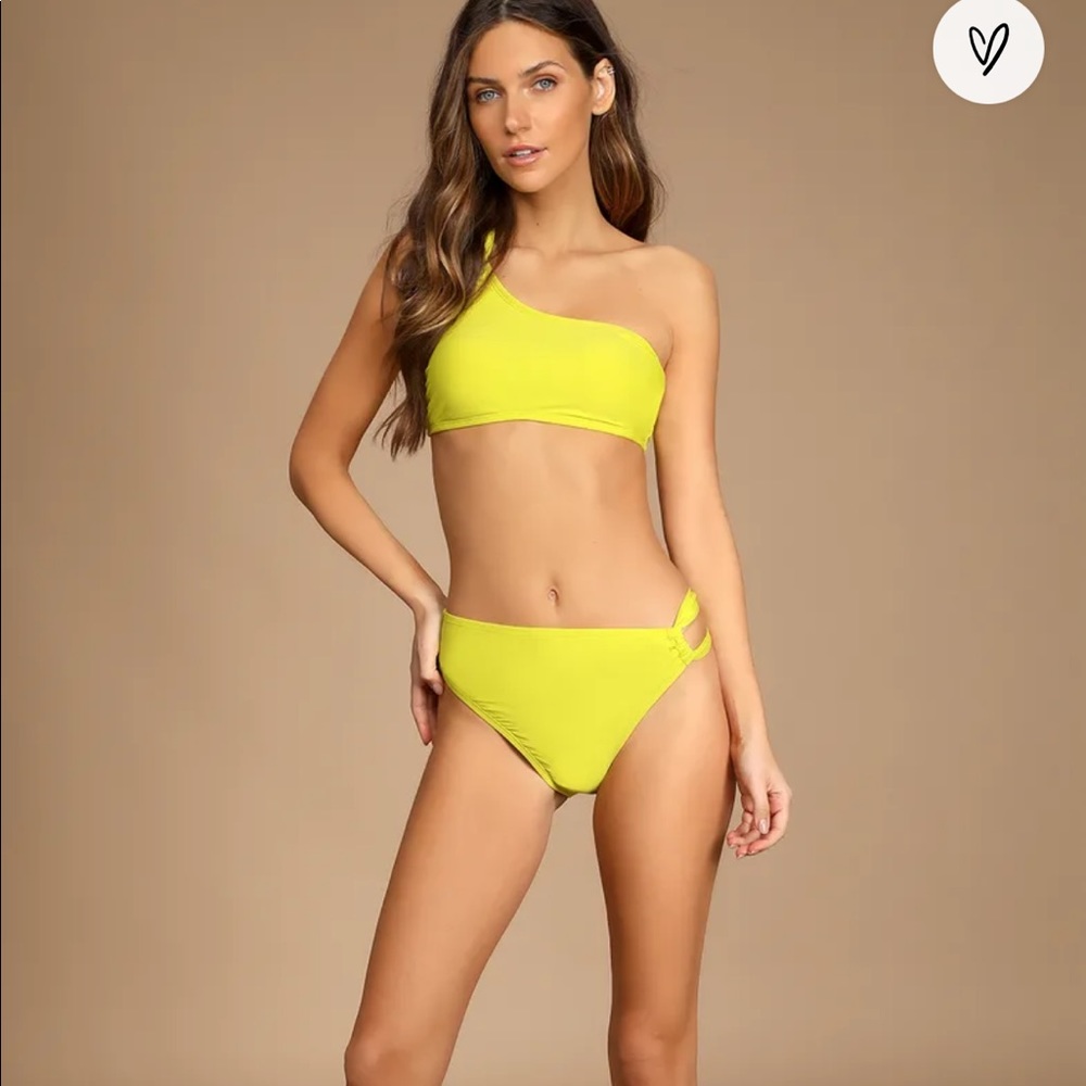 One shoulder lime bikini top xs bathing suit